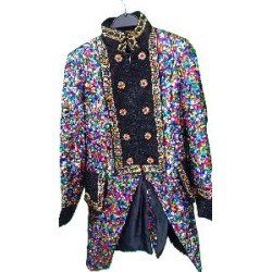 -CHAQUETA NEGRA MUJER CON LENTEJUELAS CUADRADAS M