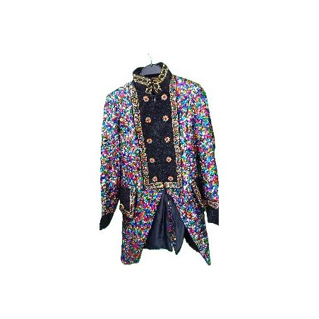 -CHAQUETA NEGRA MUJER CON LENTEJUELAS CUADRADAS M