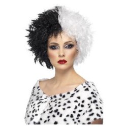 -PELUCA MUJER MALVADA BLANCA Y NEGRA