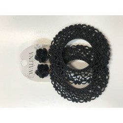 PENDIENTE RESINA TALLADO NEGRO