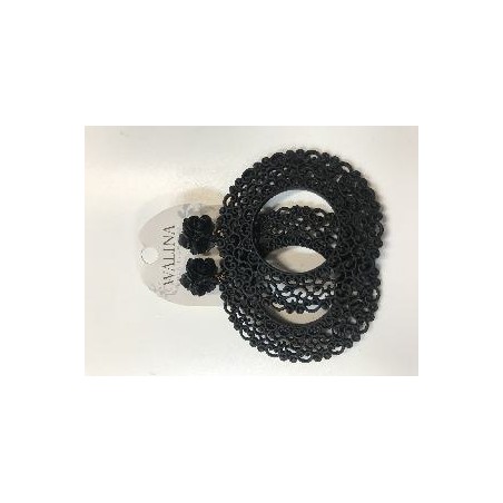 PENDIENTE RESINA TALLADO NEGRO