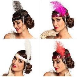 -DIADEMA ESTILO FLAPPER, 4 COLORES SURTIDOS