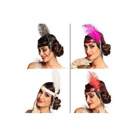 -DIADEMA ESTILO FLAPPER, 4 COLORES SURTIDOS