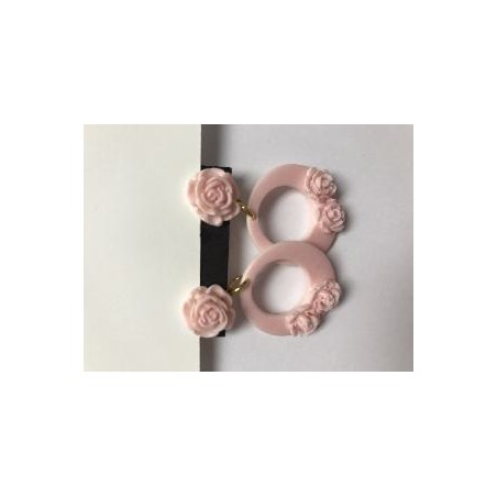 PENDIENTES ARO ROSA FLOR INFANTIL