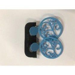 PENDIENTES REDONDOS CON DIBUJO AZUL CIELO
