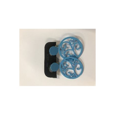 PENDIENTES REDONDOS CON DIBUJO AZUL CIELO