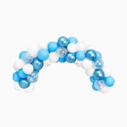 -SET ARCO GLOBO AZUL Y PLATA 2.5 M