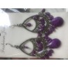 PENDIENTE LAGRIMA DOS AROS OVALADO MORADO