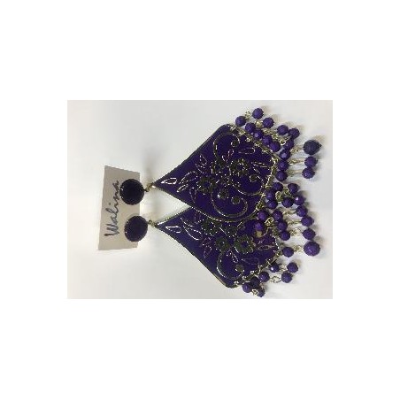 PENDIENTE GRABADO FLORA MORADO