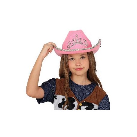 -SOMBRERO COWBOY FIELTRO ROSA, INFANTIL
