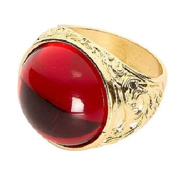 -ANILLO ORO GEMA ROJA