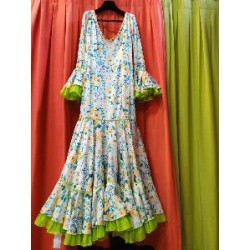 -VESTIDO ELENA CANASTERO VERDE PISTACHO Y AMARILLO ESTAMPADO 42