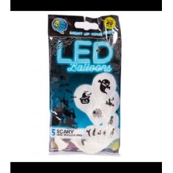 -SET GLOBOS LED HALLOWEEN -BLANCO 30 CM