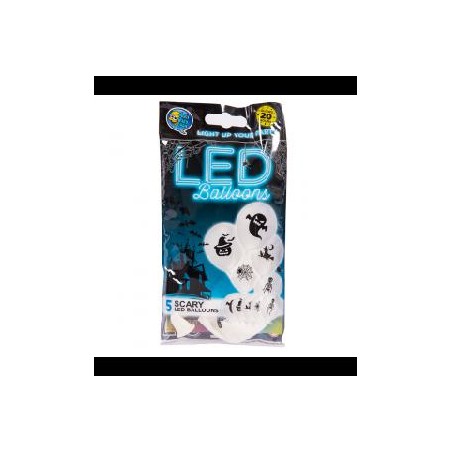 -SET GLOBOS LED HALLOWEEN -BLANCO 30 CM