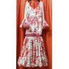 -VESTIDO ANDALUCIA CANESTERO ESTAMPADO CARMIN Y CREMA 42