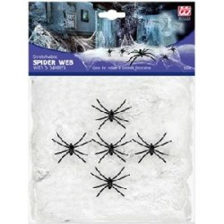 TELARAÑA BLANCA DE 100G CON 5 ARAÑAS