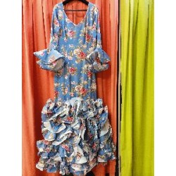 -VESTIDO PATIOS AZUL ESTAMPADO FLORES 38