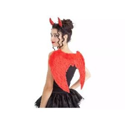 -SET DIABLESA ALAS Y DIADEMA ROJO