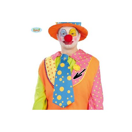 CORBATA PAYASO NARANJA Y AZUL 45 CMS