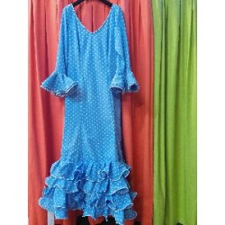 -VESTIDO CADIZ CELESTE LUNAR LENTEJA BLANCO 48