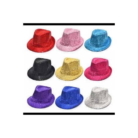 SOMBRERO GANSTER LENTEJUELAS COLORES SURTIDOS
