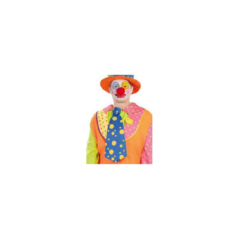 -CORBATA AZUL PAYASO LUNAR AMARILLOS 45 CM