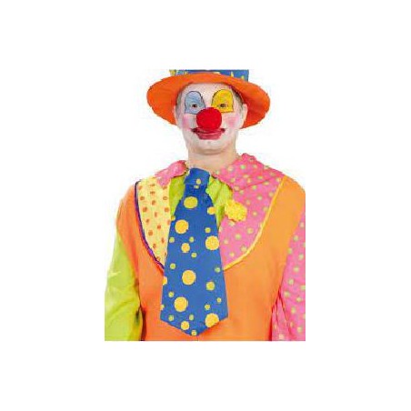 -CORBATA AZUL PAYASO LUNAR AMARILLOS 45 CM