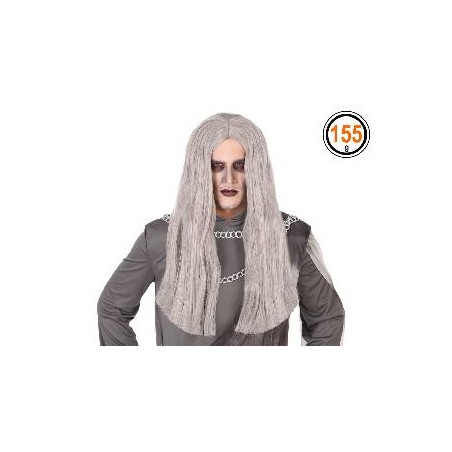 -PELUCA MELENA LARGA GRIS