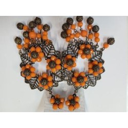 PENDIENTES METAL FLOR NARANJA