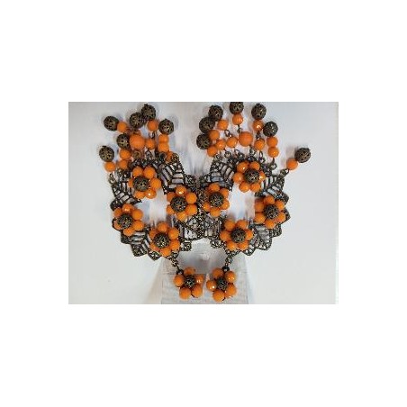 PENDIENTES METAL FLOR NARANJA