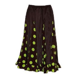 -FALDA NEGRA GODETS CON LUNARES VERDES XL