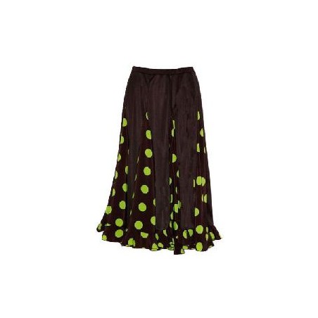 -FALDA NEGRA GODETS CON LUNARES VERDES XL