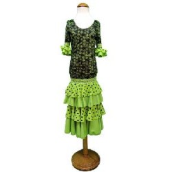 -VESTIDO FLAMENCA NEGRO Y VERDE S