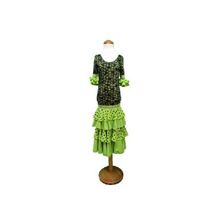 -VESTIDO FLAMENCA NEGRO Y VERDE S