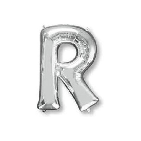 GLOBO LETRA"R" 86 CM PLATA