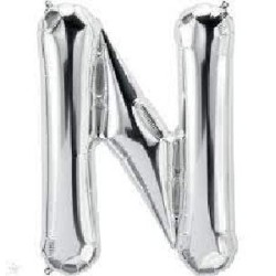 -GLOBO PLATA LETRA "N" 86 CM
