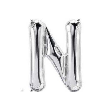-GLOBO PLATA LETRA "N" 86 CM