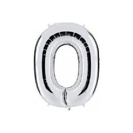 -GLOBO PLATA LETRA "O" 86 CM