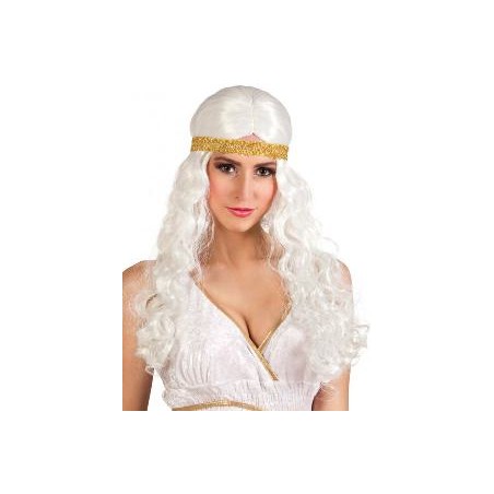 -PELUCA REINA BLANCA CON CINTA DORADA