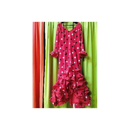 -VESTIDO HUELVA ROJO LUNAR NEGRO Y BLANCO 44