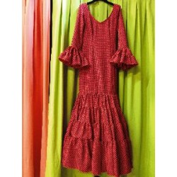 -VESTIDO GRANADA ROJO LUNAR LENTEJA NEGRO 38