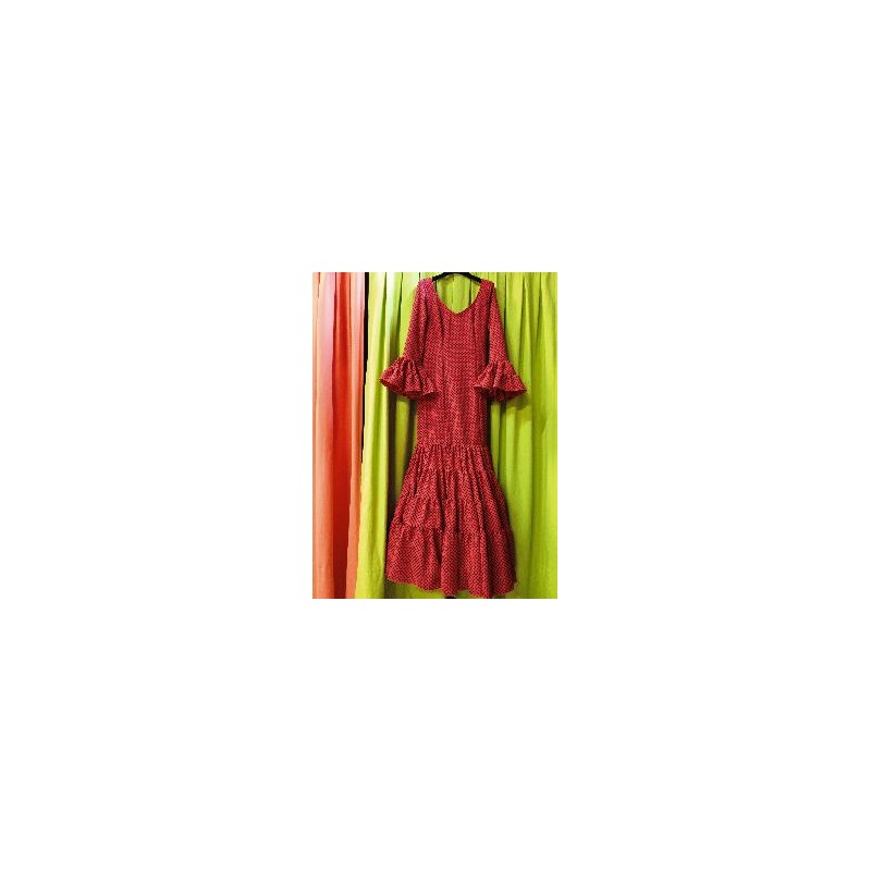 -VESTIDO GRANADA ROJO LUNAR LENTEJA NEGRO 38