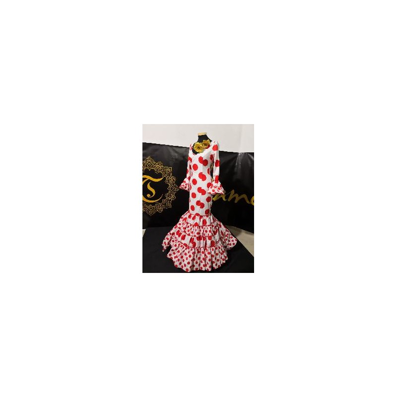 -VESTIDO ALMERIA BLANCO LUNAR GALLETA ROJA 36