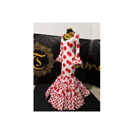 -VESTIDO ALMERIA BLANCO LUNAR GALLETA ROJA 36