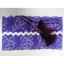 FAJIN TUL BORDADO MORADO PASAMANERIA BLANCA