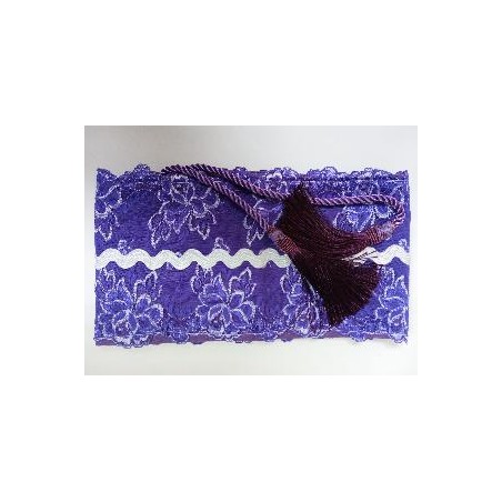 FAJIN TUL BORDADO MORADO PASAMANERIA BLANCA