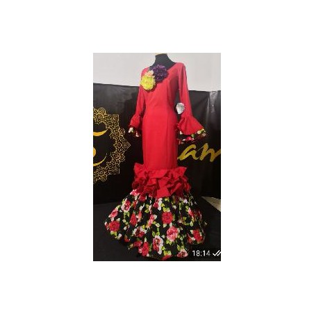 -VESTIDO SEVILLA ROJO ESTAMPADO FLORES 36