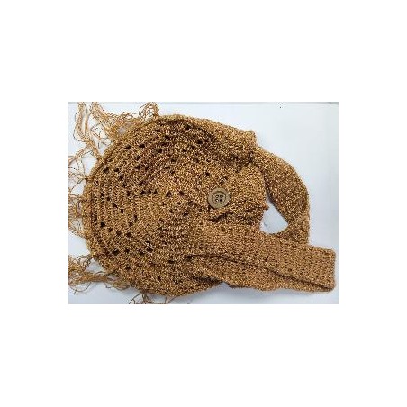 BOLSO DE GANCHILLO REDONDO MARRON