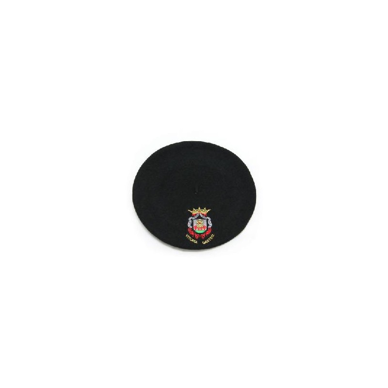 -TXAPELA NEGRA BORDADA ESCUDO VITORIA 30 CM
