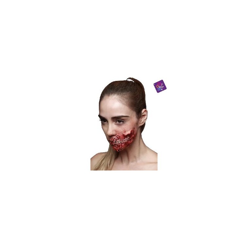 -MAQUILLAJE CICATRIZ LATEX EN BOCA ZOMBIE